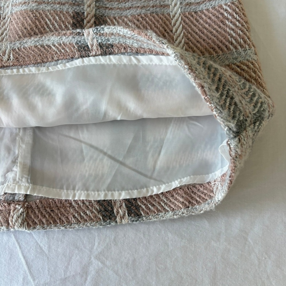 Lulus Tan Plaid Tweed Mini Skirt High Waisted A-Line Lined Size S - Picture 5 of 9